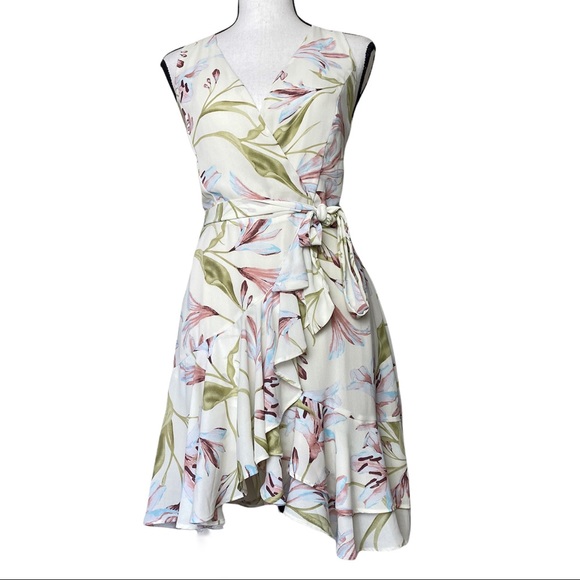 Dress Forum Floral Belted Ruffle Mini Dress